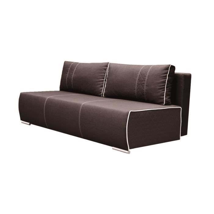Canapé en lit convertible avec coffre de rangement - en tissu - salon & séjour - 195x96x80 cm - VEGIL - Marron (Sawana 26)