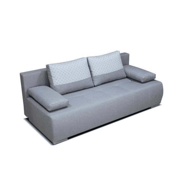 Canapé en lit convertible avec coffre de rangement - en tissu - salon & séjour - 196x98x85 cm - MALIS - Gris (Sawana 21 + Evo 32)