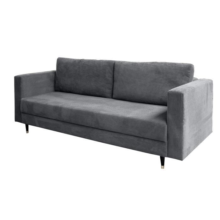 Canapé en lit convertible avec coffre de rangement - en tissu - salon & séjour - 232x98x93 cm - STAR - Gris Clair (Poso 55)