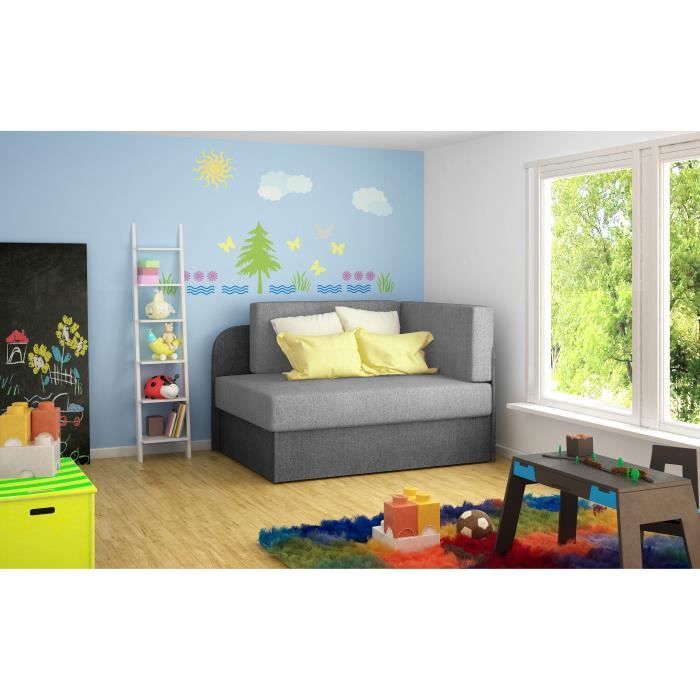 Canapé en lit Convertible avec Coffre de Rangement 1 Place - en Tissu - Salon & Chambre d'enfant Raisa (Gris Clair + Gris Foncé)