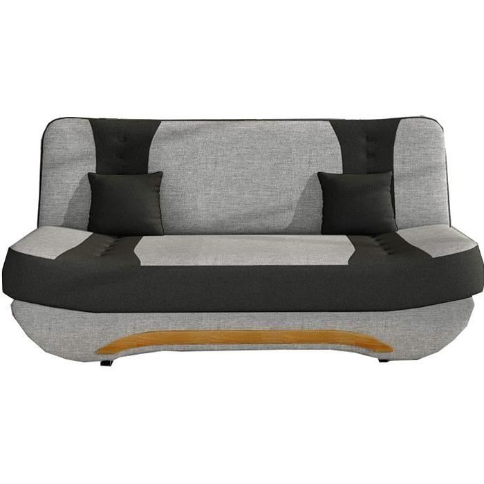 Canapé Convertible avec Coffre de Rangement - E-MEUBLES - Tissu Gris - Clic Clac - 3 Places