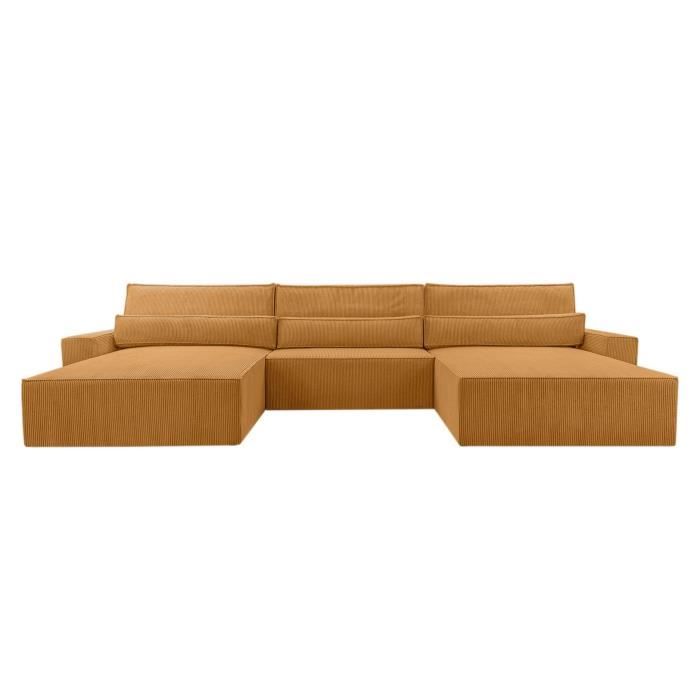 Canapé d'angle moderne,  U canapé en forme, canapé-lit avec fonction de couchage - DENVER U Poso 01 (Jaune foncé)