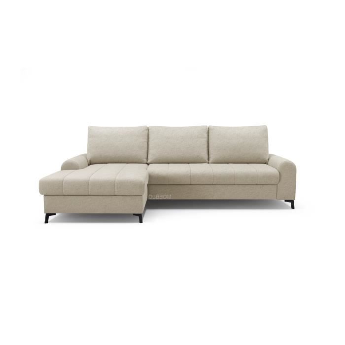 Canapé d'angle Moderne Convertibles Tissu Peluche Delice (Beige, Canapé d'angle Gauche)