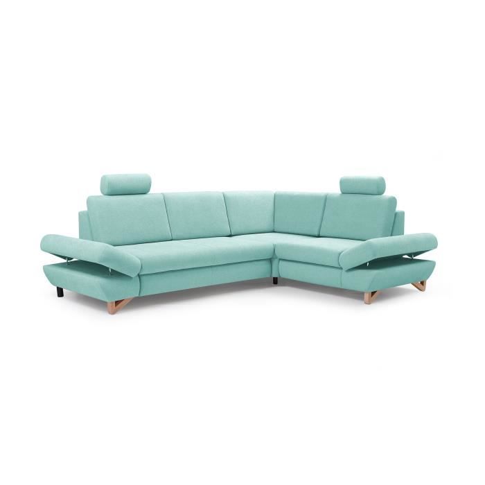 Canapé d'angle Moderne Convertibles Tissu au Touche agreable Merida 2 (Menthe, Canapé d'angle Droit)