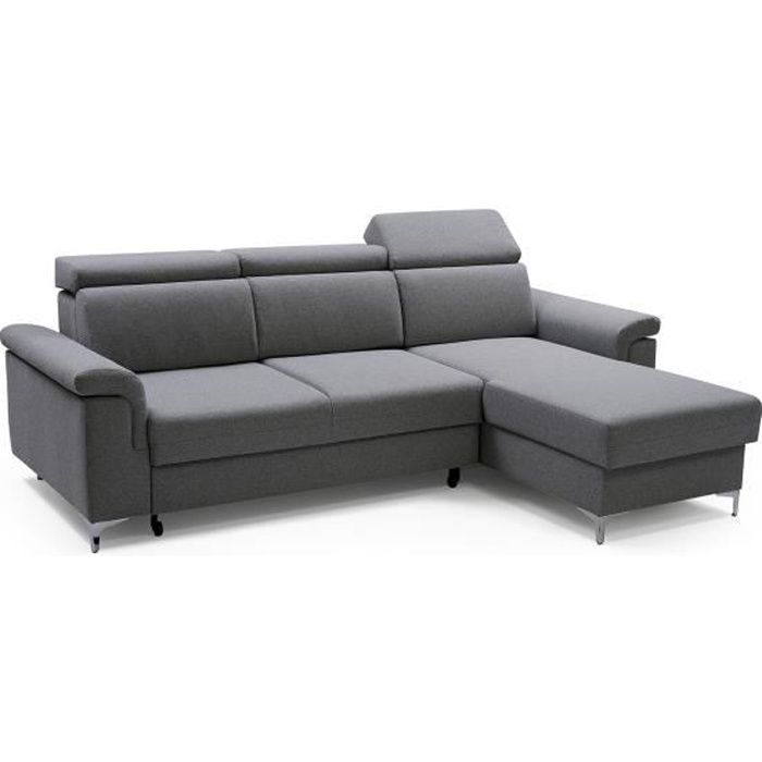 Canapé d'angle Moderne Convertibles lit Relax Tissu Structure de Tresse REVON (Gris)