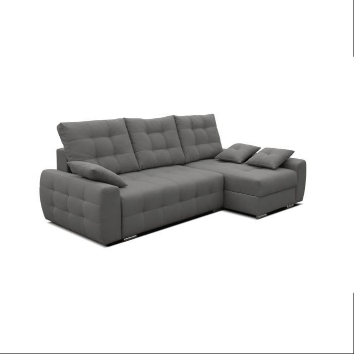 Canapé d'angle en lit en tissu avec coffre 4-5 places - salon & séjour  - MILANI - Gris (Enzo 163, Droite)