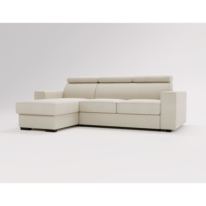 Canapé d'angle en lit convertible et réversible avec coffre de rangement 4-5 places249x98x165 cm - ROSALINE (Beige - Inari 22)