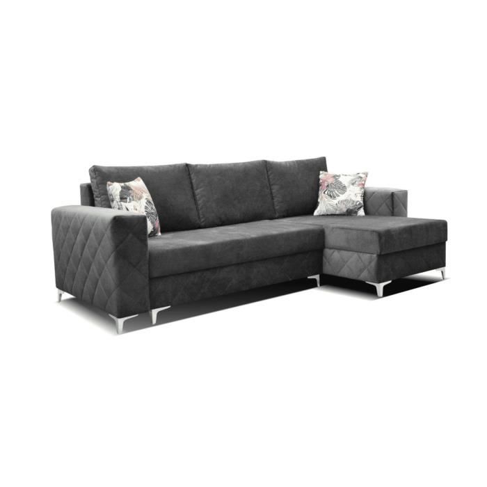 Canapé d'angle en lit convertible avec coffre 4-5 places - ottoman universel - MISO - Gris (Kronos 22 + Tropic 01)