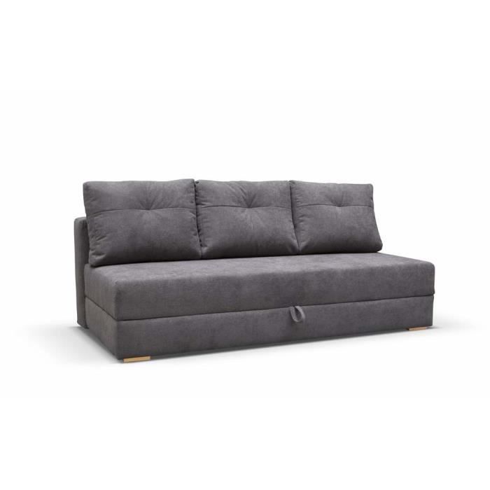 Canapé Convertible 3 Places Tissu VARDO (Gris foncé)