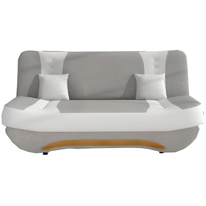 Canapé Banquette convertible Clic-clac 3 places en tissu-FEBA Gris+Blanc