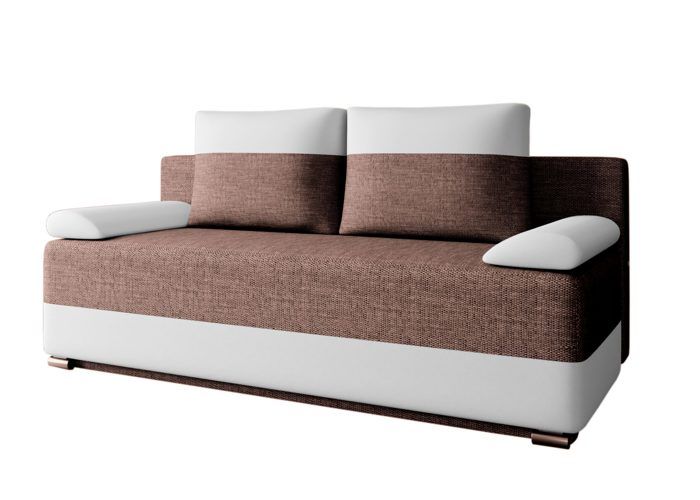Canapé-lit pour Salon, Sofa rembourré avec Fonction Couchage et Coffre de Rangement - Atlanta - Marron + Blanc (Lawa 02 + Soft 17)