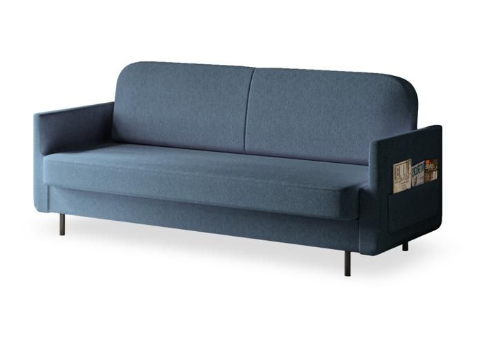 Canapé Convertible avec Fonction Lit, Mécanisme Clik-Clak, Rangement Latéral - Pouch - Bleu foncé (Aragon 79)