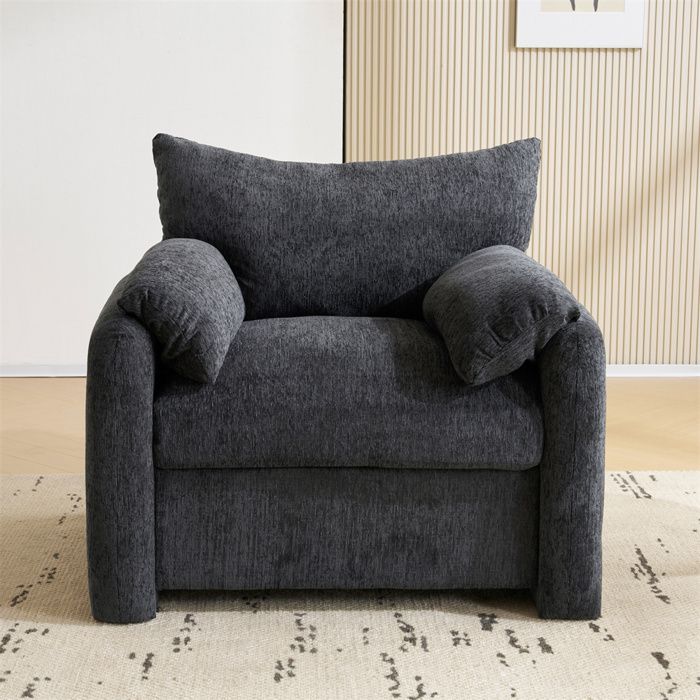 Canapé individuel Moderne avec accoudoirs,Canapé fauteuil simple en tissu chenille convient pour le salon,96×82×84cm,Gris