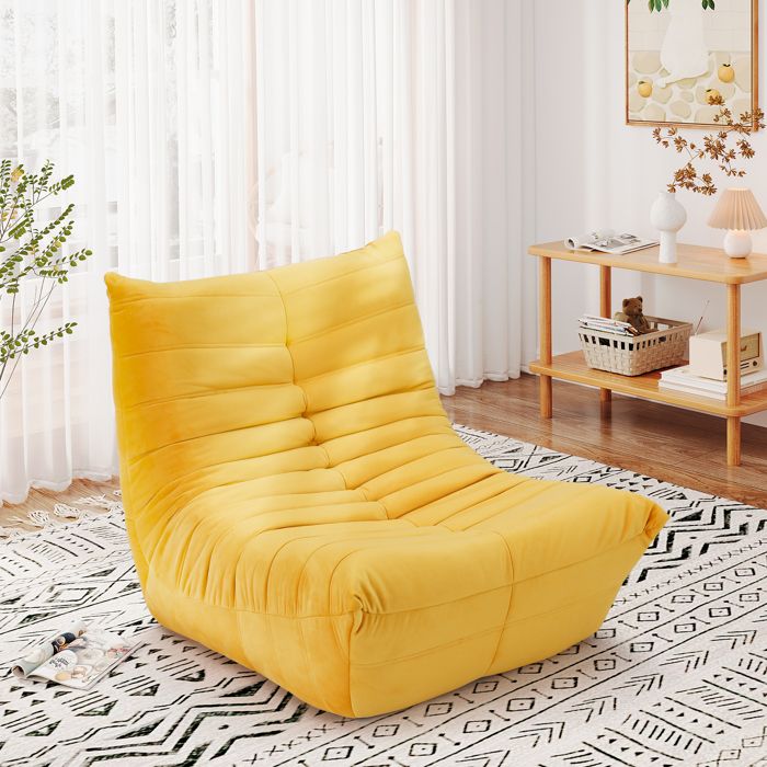 Canapé Tatami,Fauteuil de Sol Paresseux Canapé 1 Places Scandinave Pour salon chambre bureau chambre à coucher 80x85x84cm Jaune