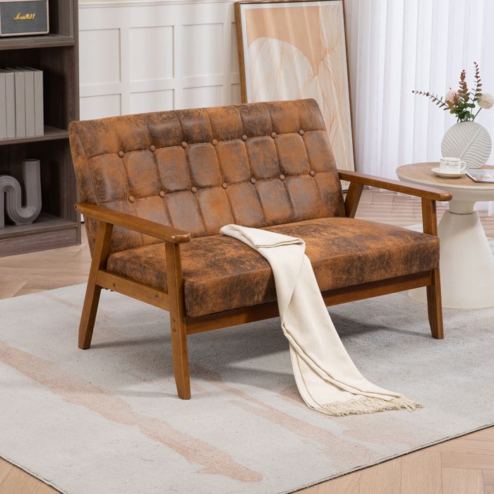 Canapé 2 Places Double avec Revêtement en éponge,Polyester Confortable Respirant,Fauteuil pour Salon Chambre Bureau