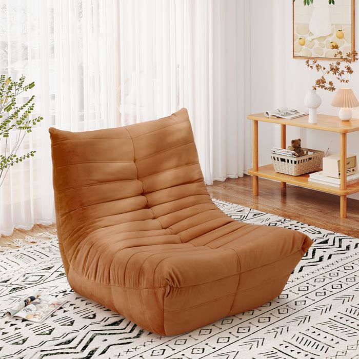 Canapé 1 Places en Tatami Marron,Fauteuil simple Paresseux Moderne,80x85x84cm,Canapé Tatami Confortable, Charge de 150 kg
