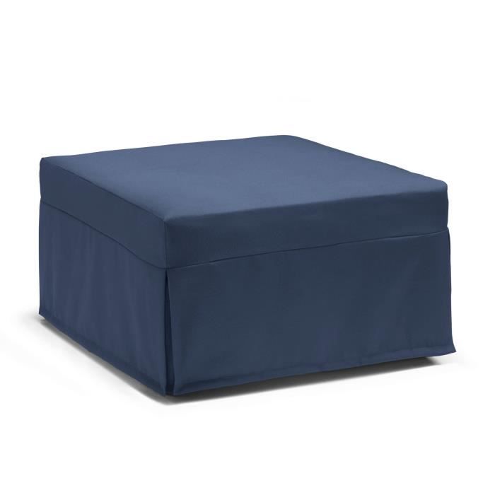DMORA - Lit pliant Dabay en tissu bleu, pouf convertible en lit simple, 100% Made in Italy