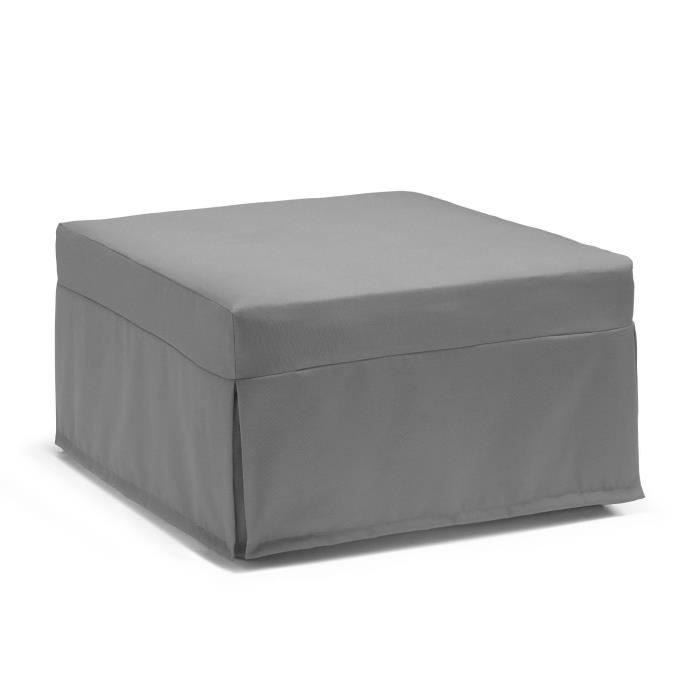 Dmora - Lit pliant Dabay, Pouf convertible en lit simple, 100% Made in Italy, Pouf de salon en tissu, Cm 80x80h45, Gris