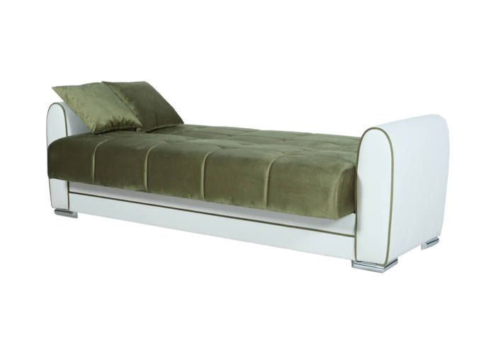 Canapé lit 3 places Dgirou - Dmora - En tissu - Blanc, Gris 220x84h91 cm