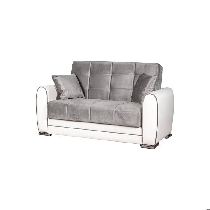 Canapé d'angle convertible Dlobuon - Dmora - En tissu - Blanc, Gris 163x84h91 cm