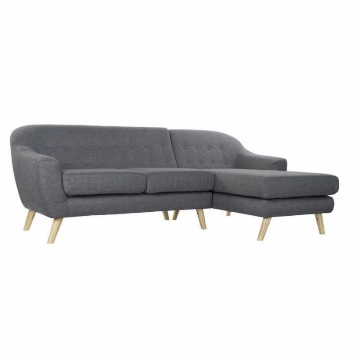 Canapé trois places - DKD Home Decor - Thyann - Gris - Polyester - Bois d'hévéa