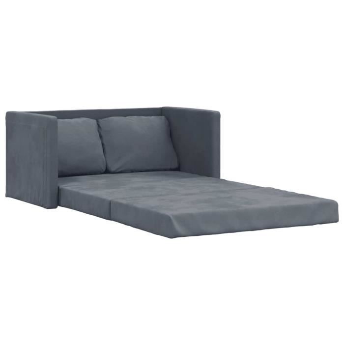 Canapé-lit 2 en 1 gris foncé 122x204x55 cm velours Dilwe7314126698328