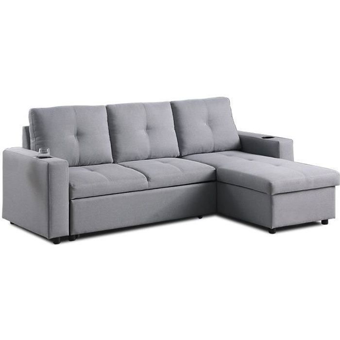 Canapé convertible réversible 3 places gris - Liza