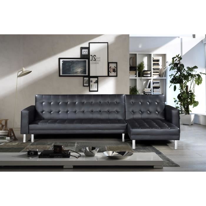 Canapé convertible angle réversible 5 places noir - Capri - DESIGNETSAMAISON
