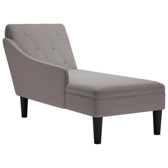 Meridienne chaise longue pour interieur avec coussin et accoudoir droit en tissu taupe DEC026264