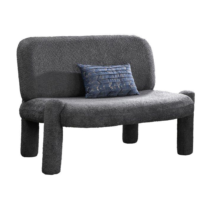 DANITA - Canapé 2 places design effet peau de mouton anthracite