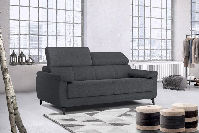 Canapé droit 3 places XXL tissu graphite - Taunus