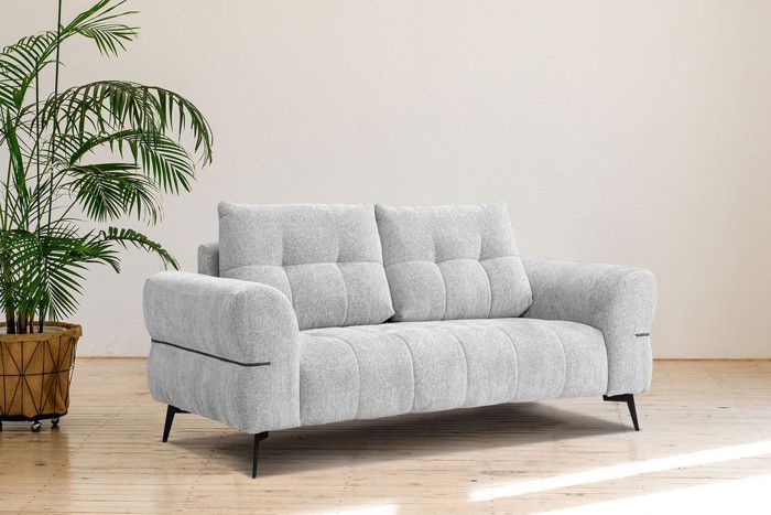 Canapé droit 3 places tissu gris clair - Salvini - Courtois Laville - Contemporain - Design - Fixe
