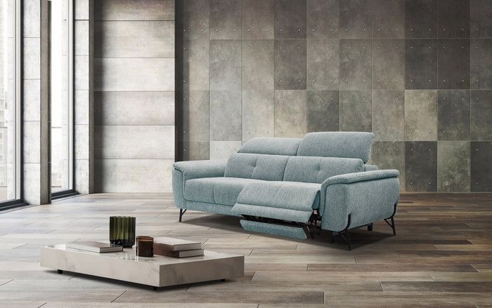 Canapé relaxation électrique 3 places tissu gris clair - Courtois Laville - Avena