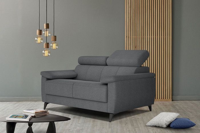 Canapé droit 2 places tissu gris foncé - Taunus - Courtois Laville - Contemporain - Design - Ferme