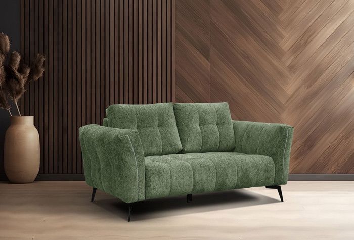 Canapé droit 2 places tissu vert foncé - Kalmer - Contemporain - Design - Ferme
