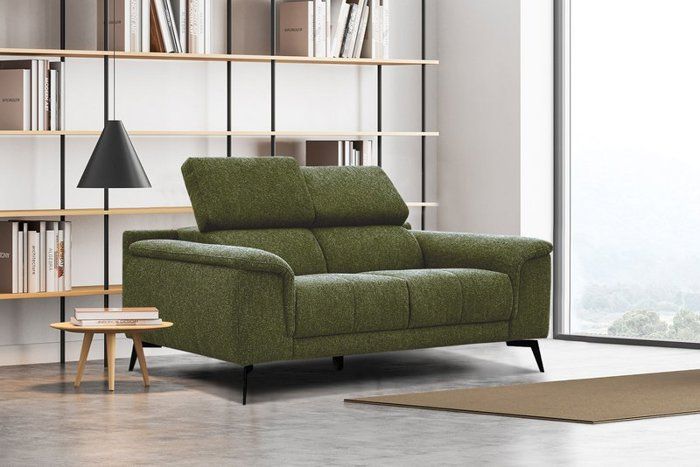 Canape droit 2 places tissu vert - Fiero
