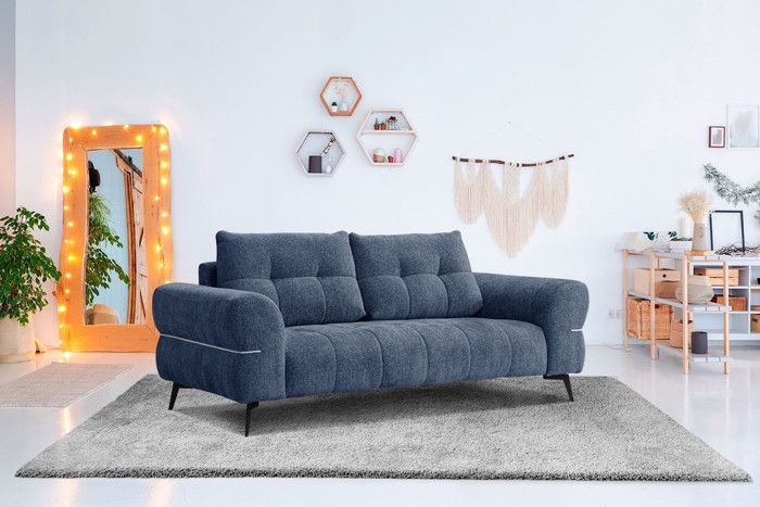 Canapé 3 places XXL tissu bleu foncé - Salvini