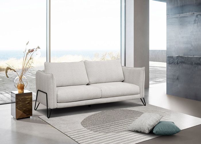 Canapé droit XXL 3 places tissu écru - HOSTEN