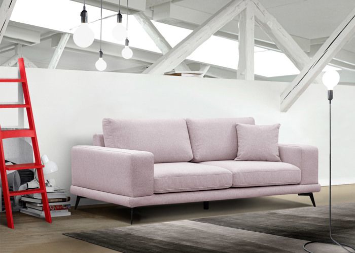 Canapé droit XXL 3 places tissu rose - MEDIOLANE