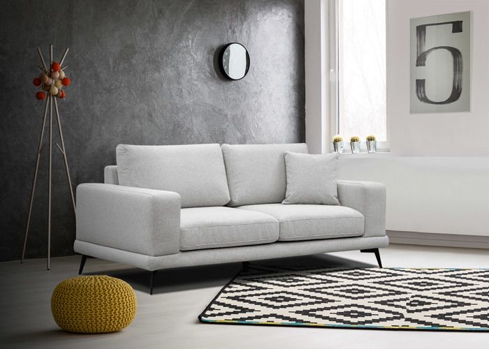 Canapé droit 3 places tissu gris argenté - MEDIOLANE