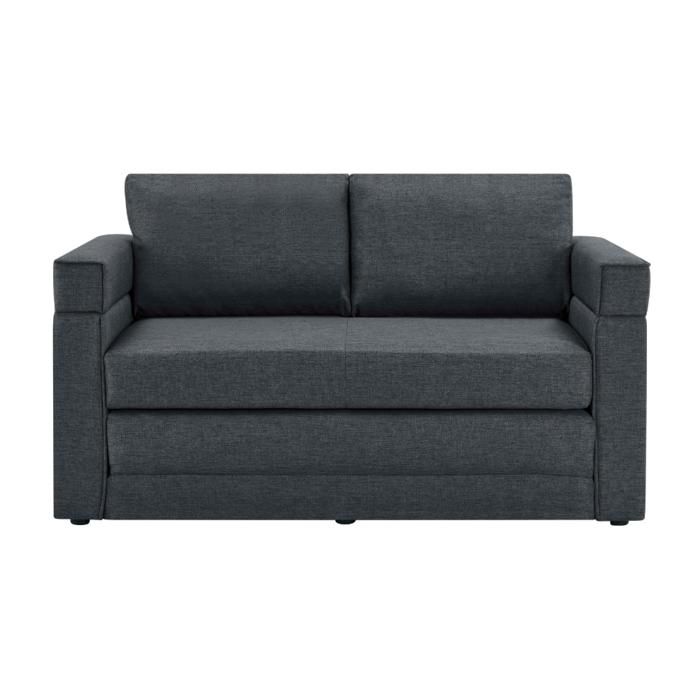 EDIMBOURG - Canapé convertible 2 places en tissu gris foncé