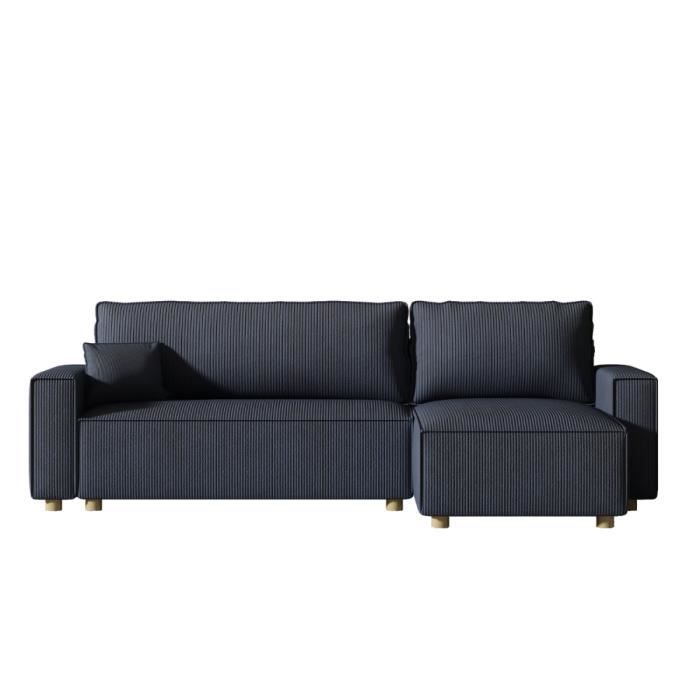 Canapé convertible d'angle - COSY - Concept Usine - 4 places - Velours - couleur Bleu - contemporain