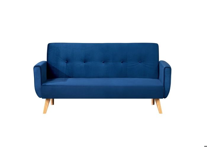 BERLIN - Canapé scandinave convertible 3 places velours bleu nuit