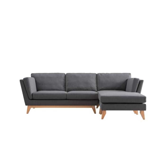 Norden - Canapé d'angle réversible 4 places en tissu gris foncé