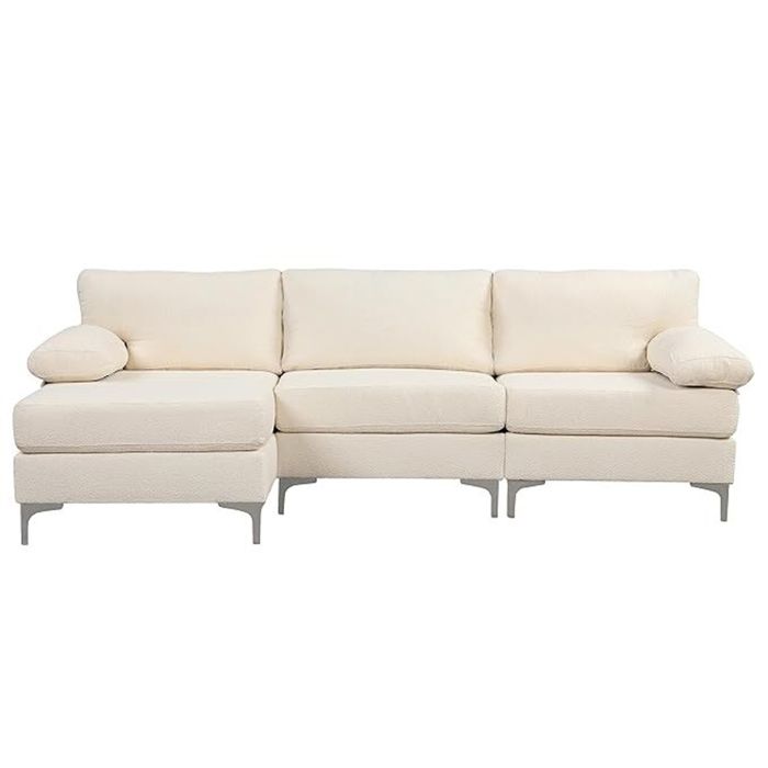 GALWAY - Canapé d'angle gauche 4-5 places velours beige