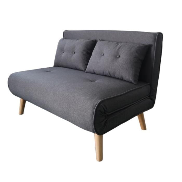 DORIS - Canapé convertible en tissu gris foncé 2 places
