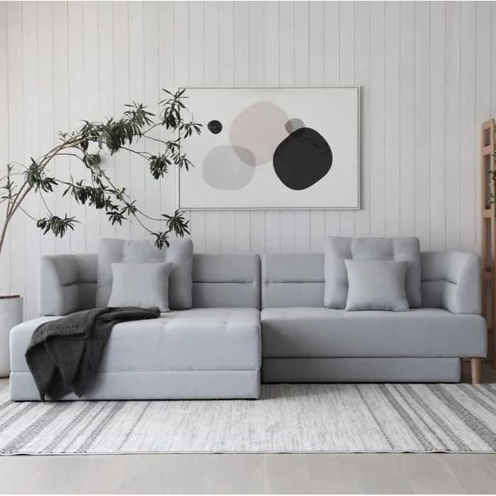 Canapé multifonction - BERGA - Concept Usine - 4 places - Tissu - couleur Gris - contemporain