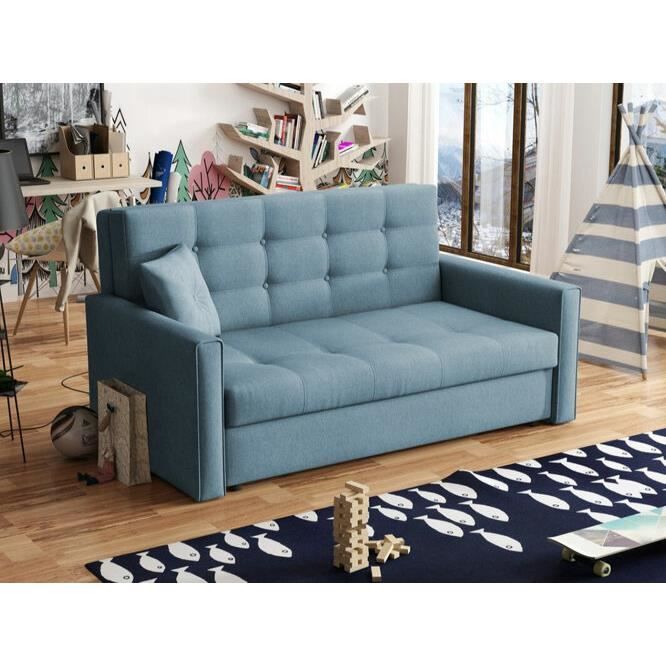 Canapé-lit Columbus 102 - Tatum 278 - Bleu - Zig Zag - 153x85x98cm