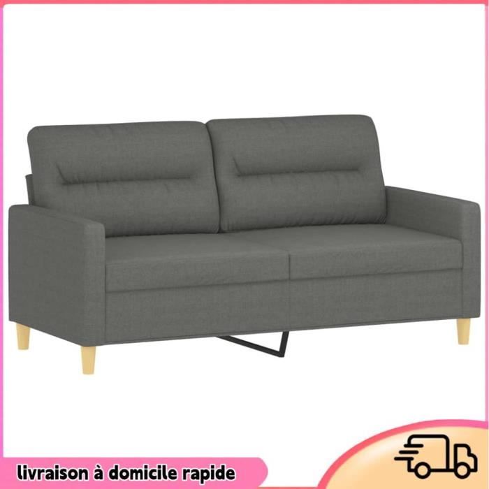 Cocosity Canapé à 2 places Gris foncé 140 cm Tissu - 7894202887735