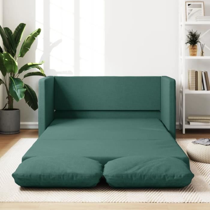 MOH-Canapé-lit 2 en 1 vert foncé 112x174x55 cm tissu